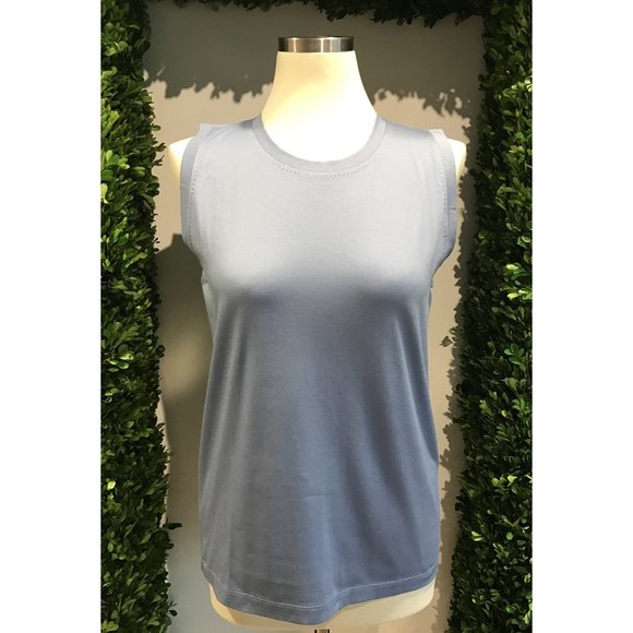 Tonet Tops - Sleeveless Cotton Tank Top in Blue by TONET